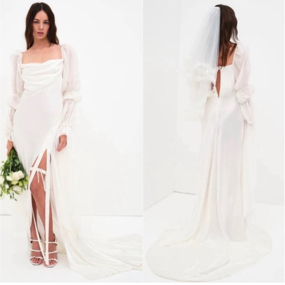 NWT For Love and Lemons X Revolve Willow Bridal Gown Long Dress White Size Large - Picture 13 of 14